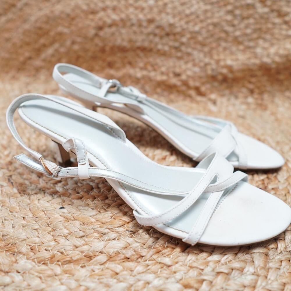Unbranded White Strappy Kitten Heels Size 8.5